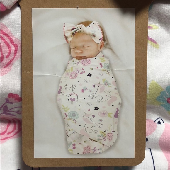 Baby Essentials Other - Baby Essentials Floral Unicorn Headband Swaddle